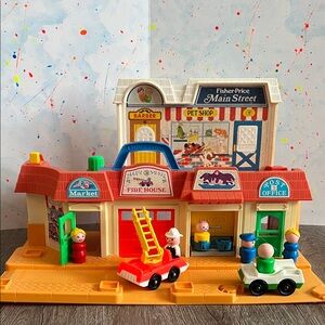 VINTAGE FISHER PRICE Little People Main Street playset, model number 2500. 1980s
